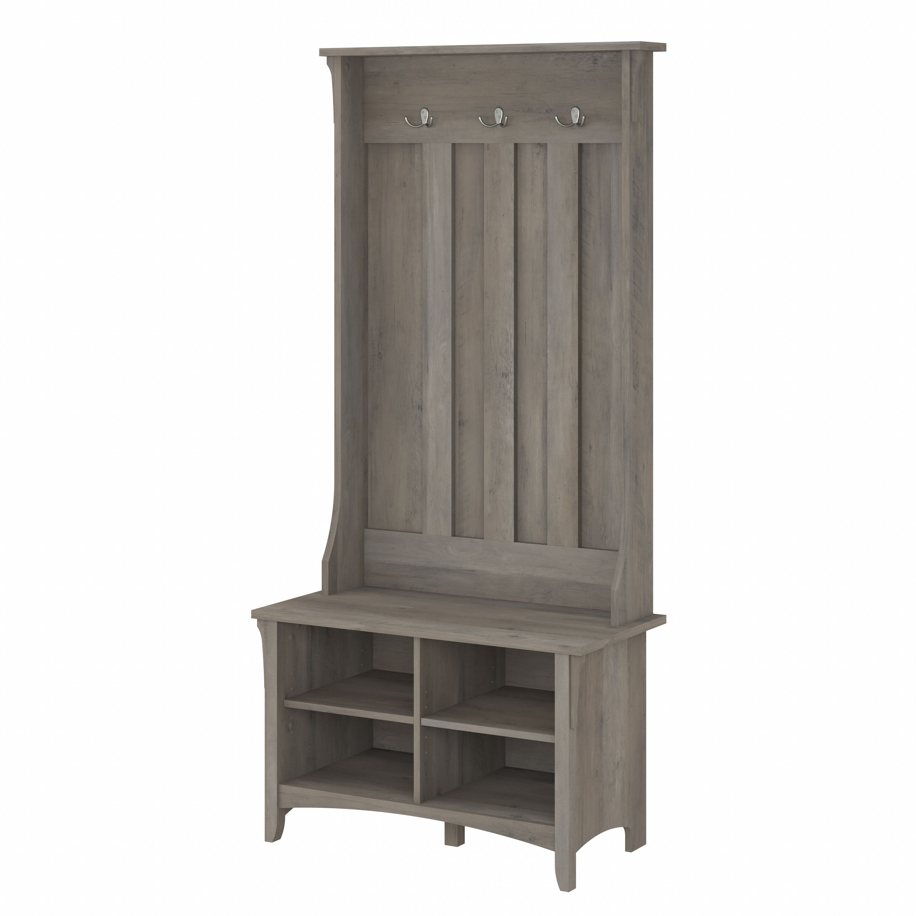 Shop Bush Furniture Salinas Hall Tree with Shoe Storage Bench 02 SAS532DG-03 #color_driftwood gray