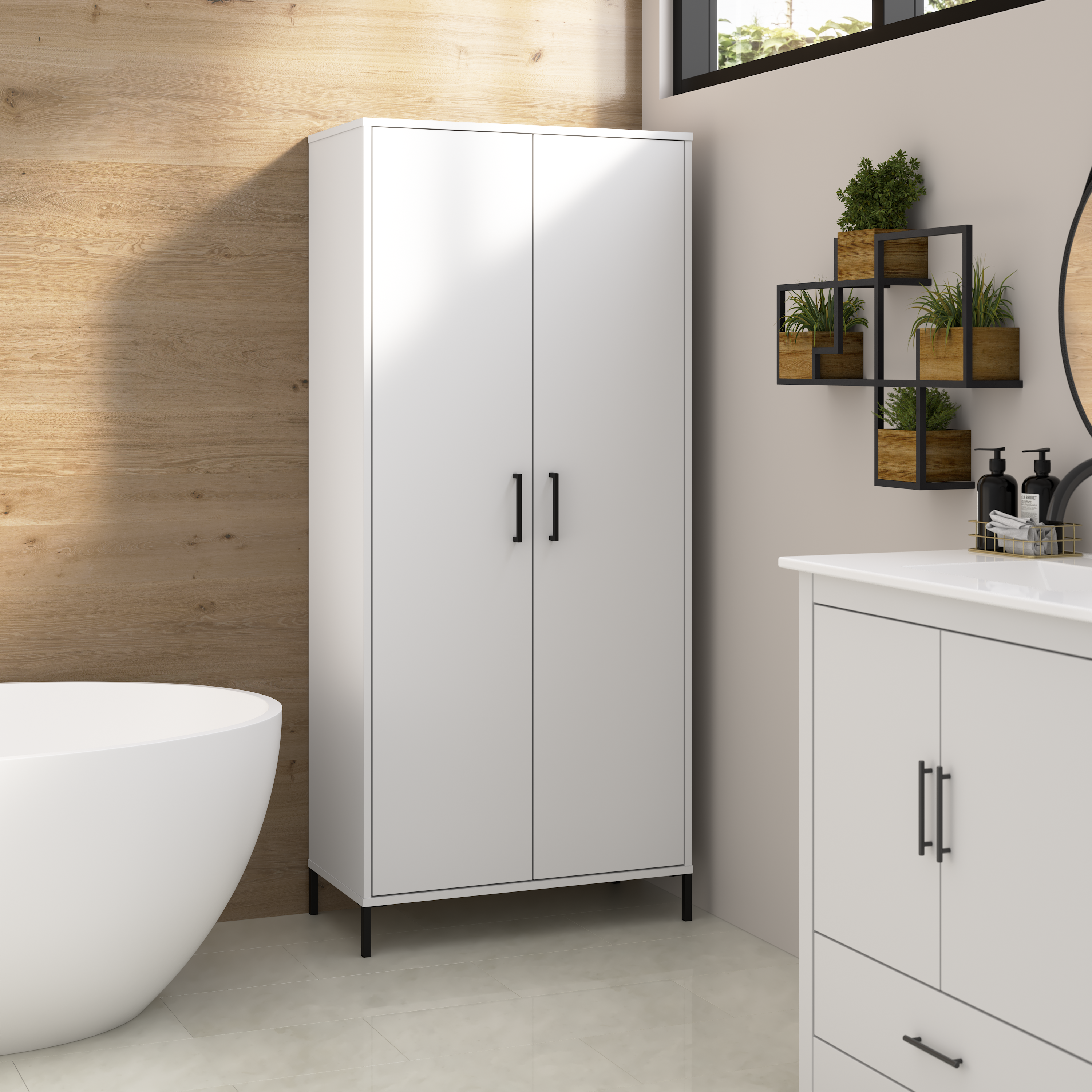 Shop Bush Furniture Soho Bathroom Storage Cabinet 01 SHS129WH-Z2 #color_white