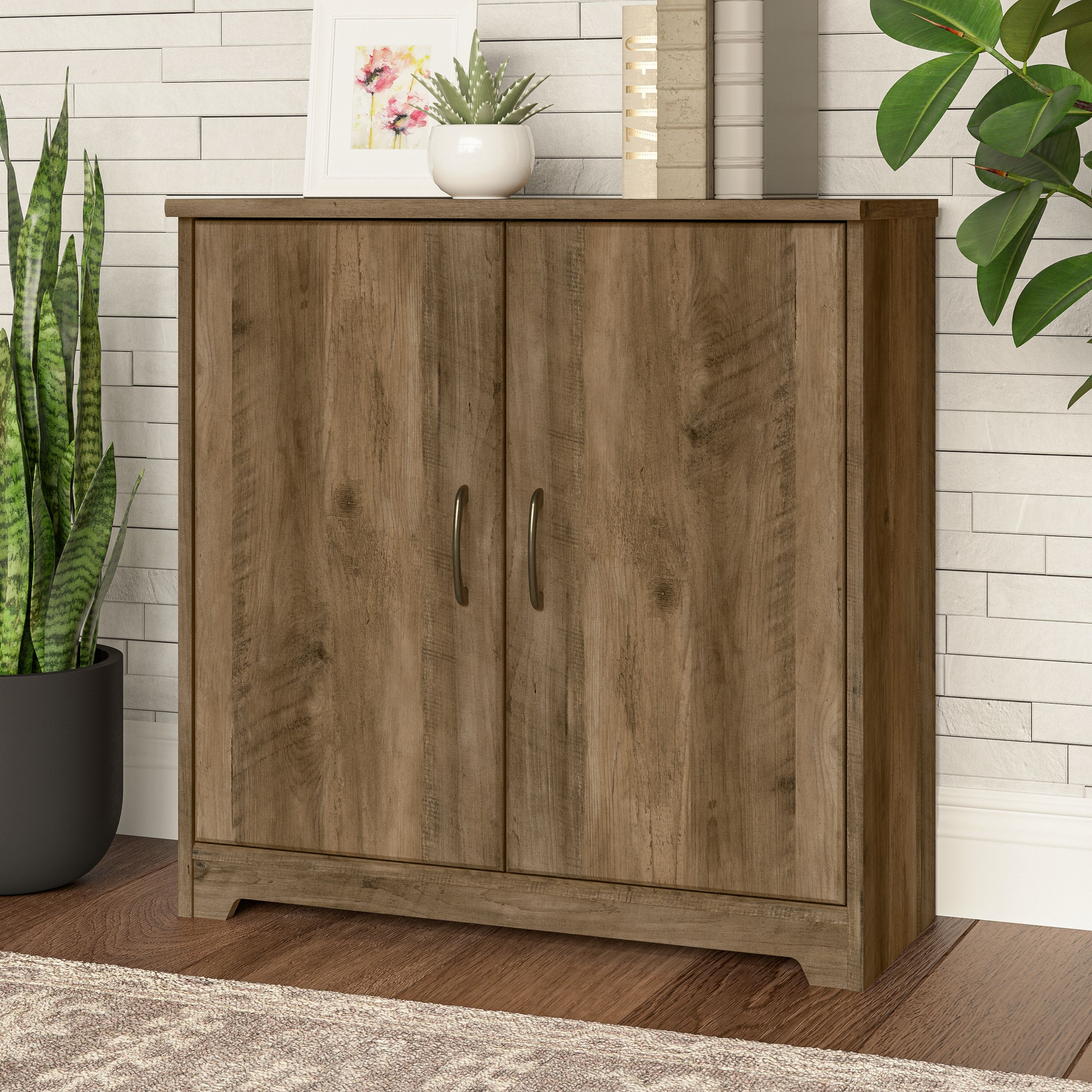 Shop Bush Furniture Cabot Small Storage Cabinet with Doors 01 WC31598 #color_reclaimed pine