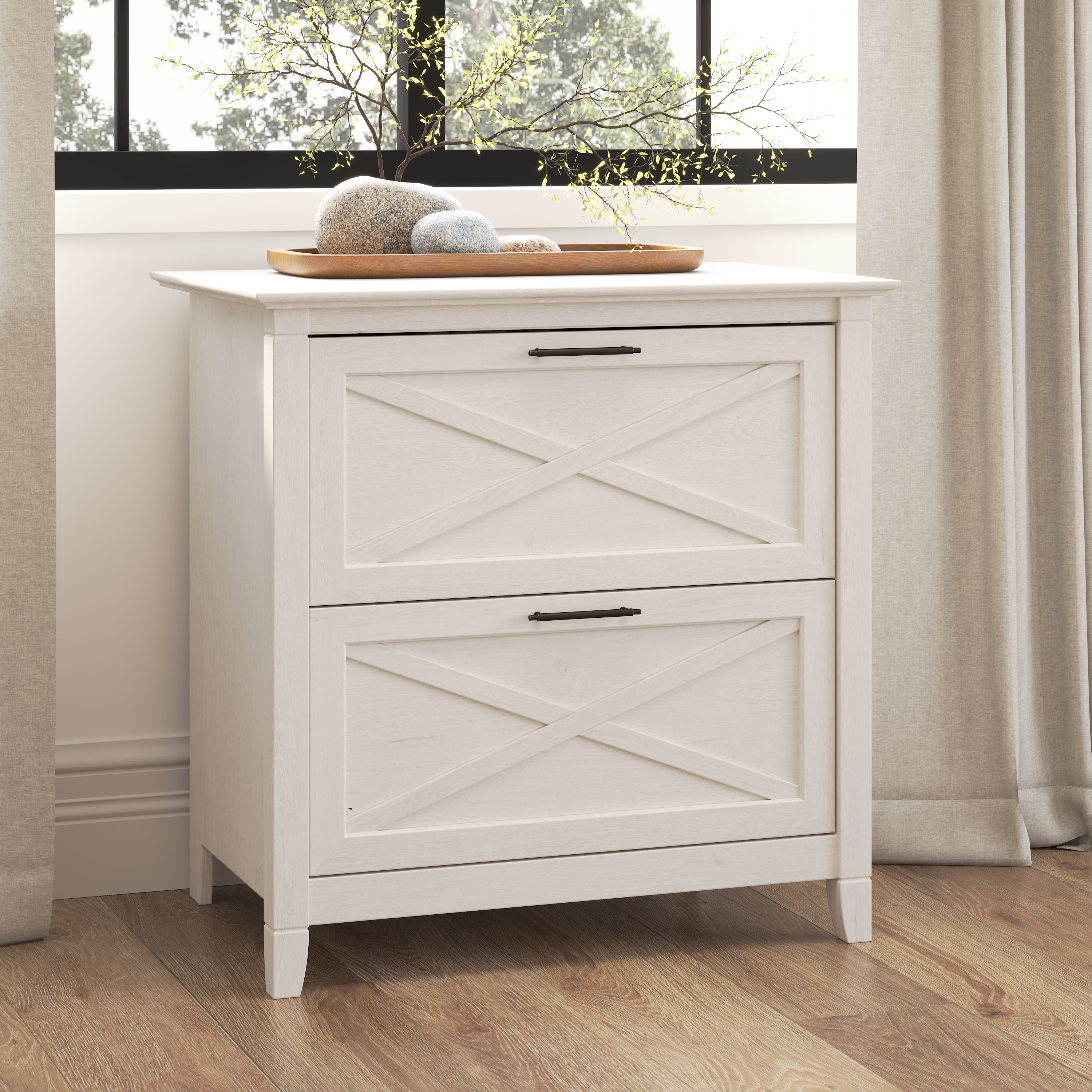 Shop Bush Furniture Key West 2 Drawer Lateral File Cabinet 01 KWF130LW-03 #color_linen white oak