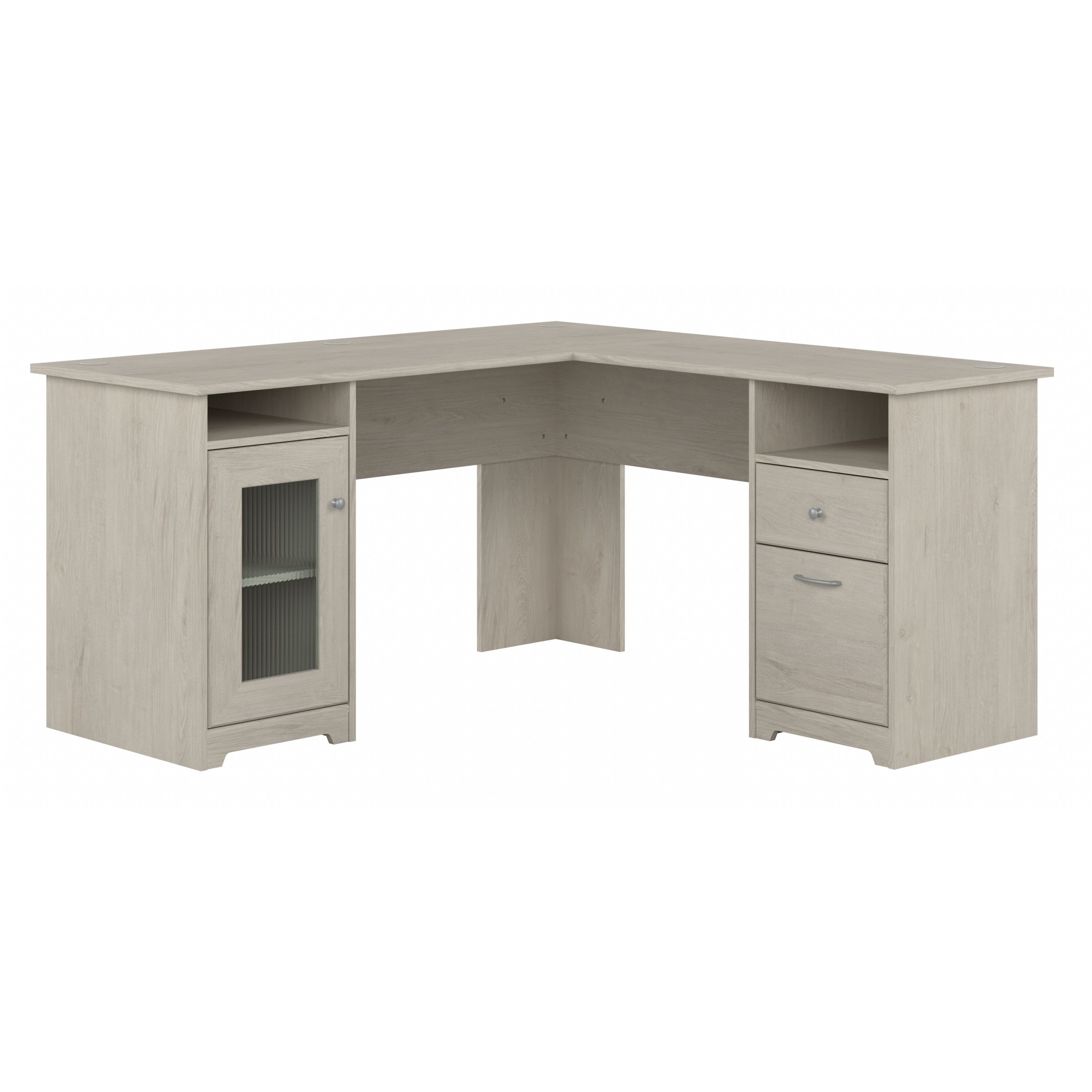 Shop Bush Furniture Cabot 60W L Shaped Computer Desk with Storage 02 WC31130K #color_linen white oak