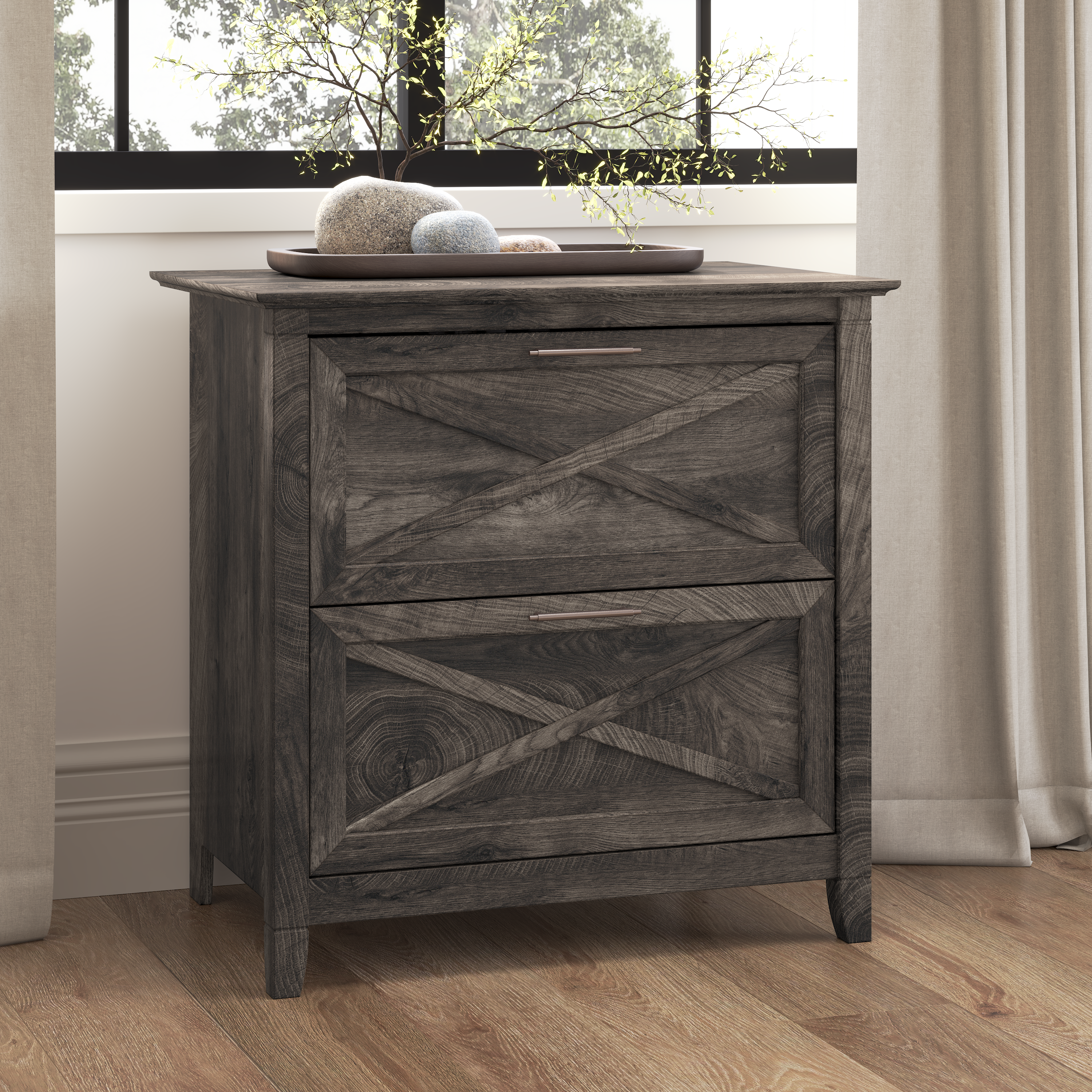 Shop Bush Furniture Key West 2 Drawer Lateral File Cabinet 01 KWF130GH-03 #color_dark gray hickory