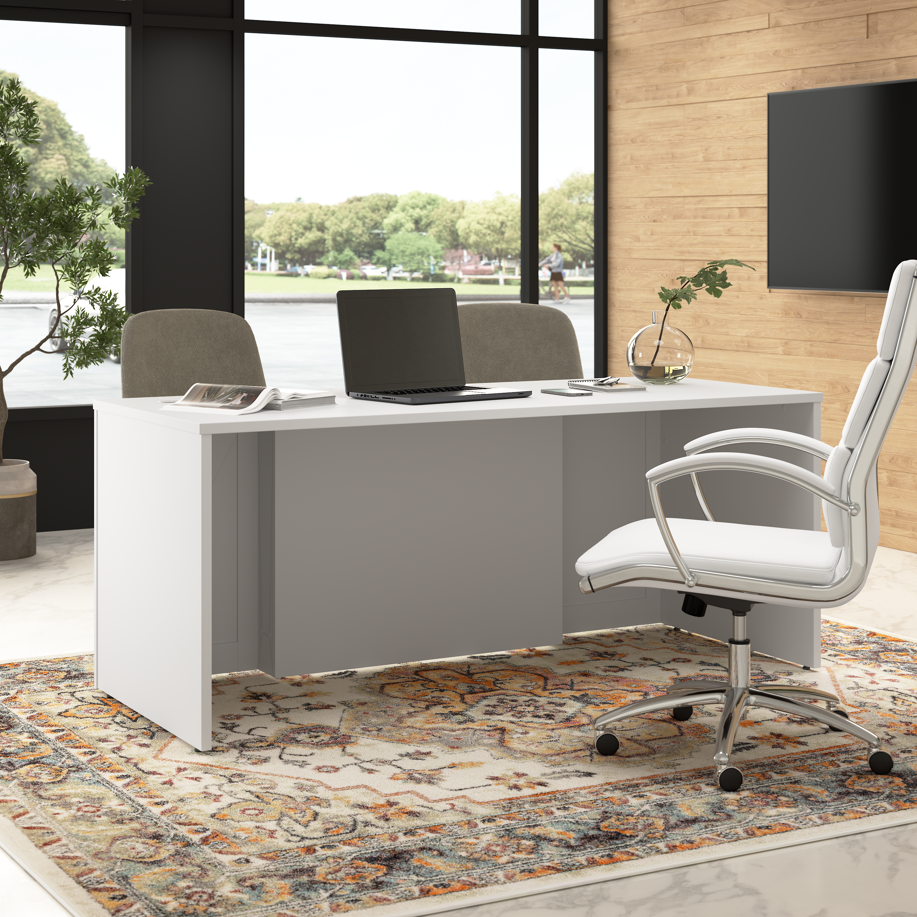 Shop Bush Business Furniture Hampton Heights 72W x 30D Executive Desk 03 HHD172WHK #color_white