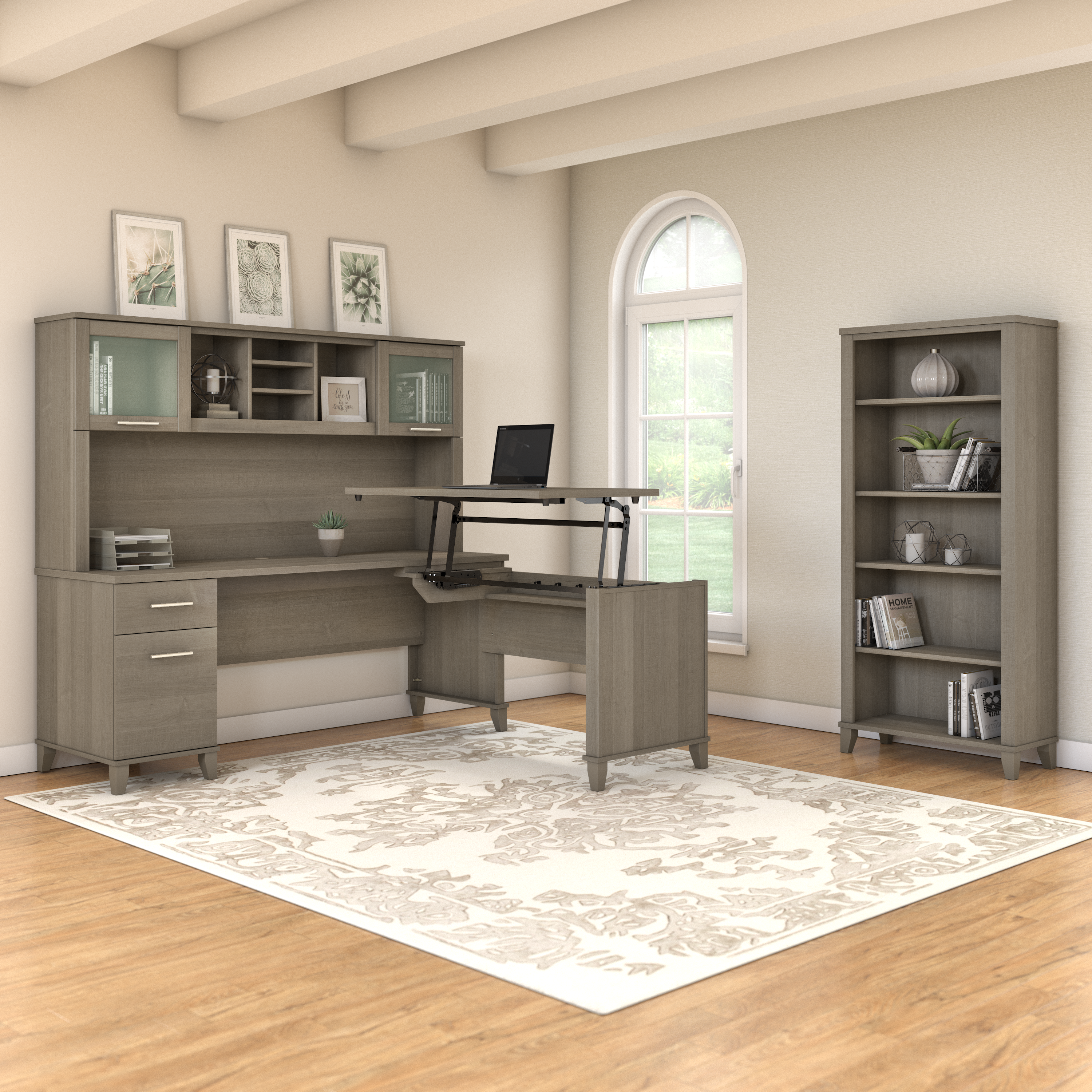 Shop Bush Furniture Somerset 72W Office Desk with Drawers 05 WC81672 #color_ash gray