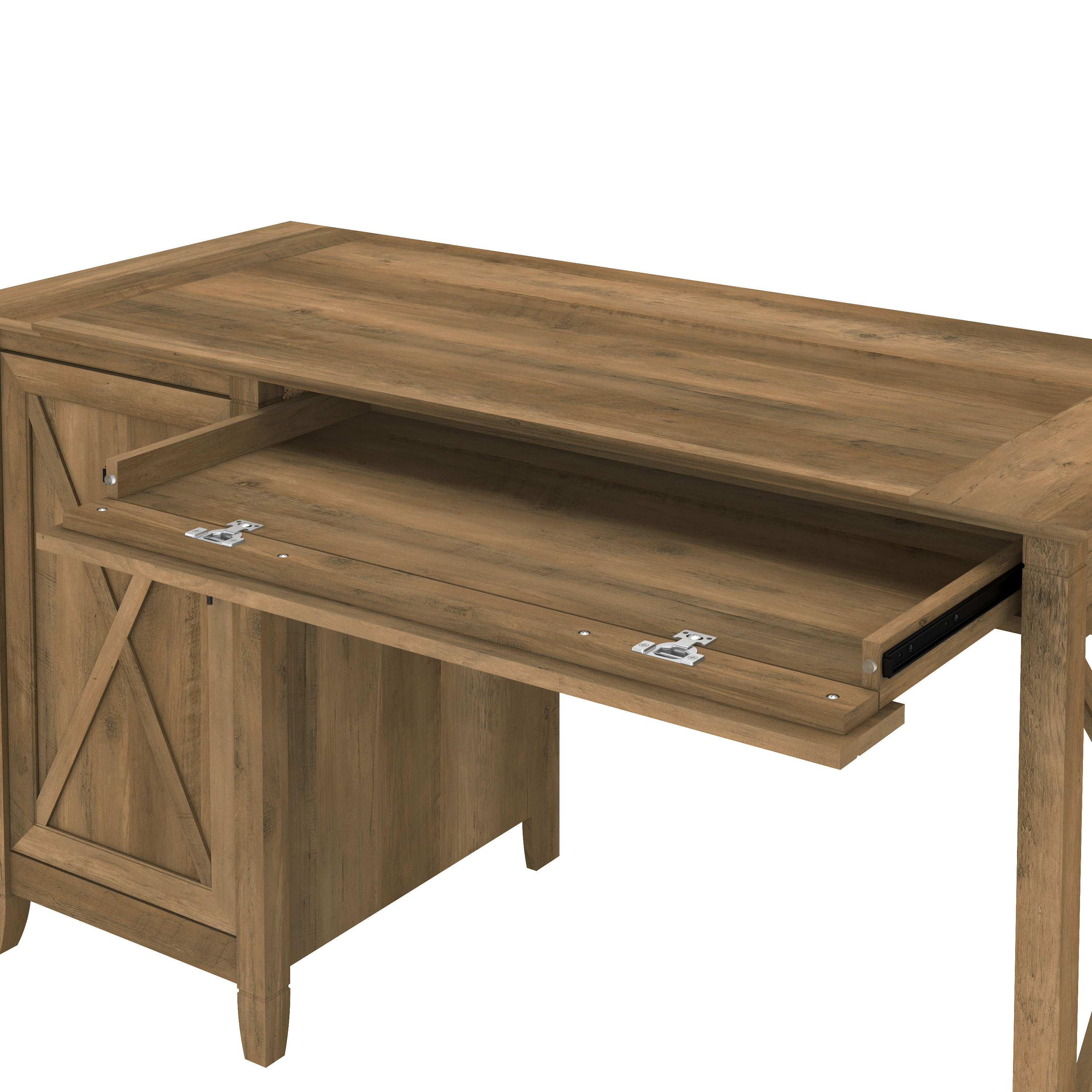 Shop Bush Furniture Key West 54W Computer Desk with Keyboard Tray and Storage 08 KWD154RCP-03 #color_reclaimed pine