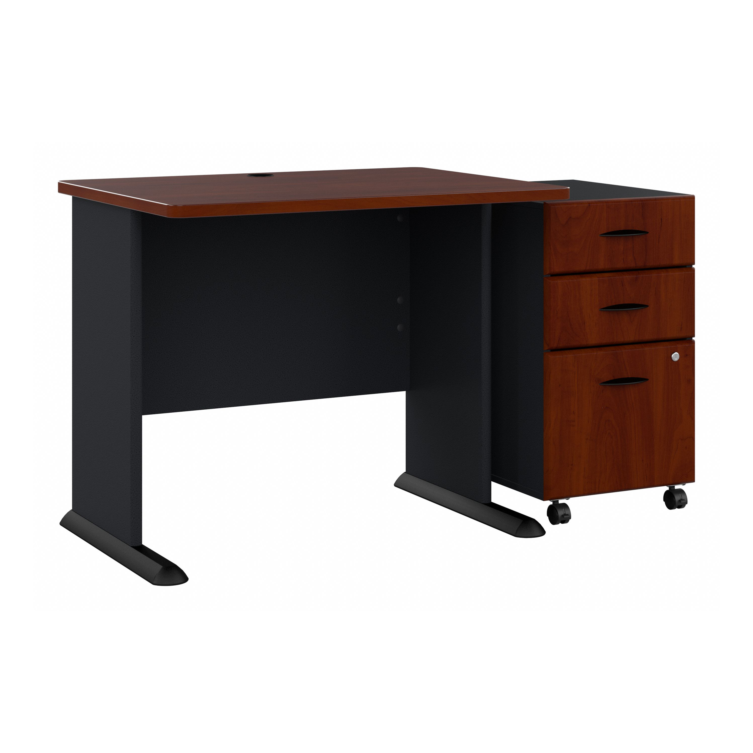 Shop Bush Business Furniture Series A 36W Desk with Mobile File Cabinet 02 SRA024HCSU #color_hansen cherry/galaxy