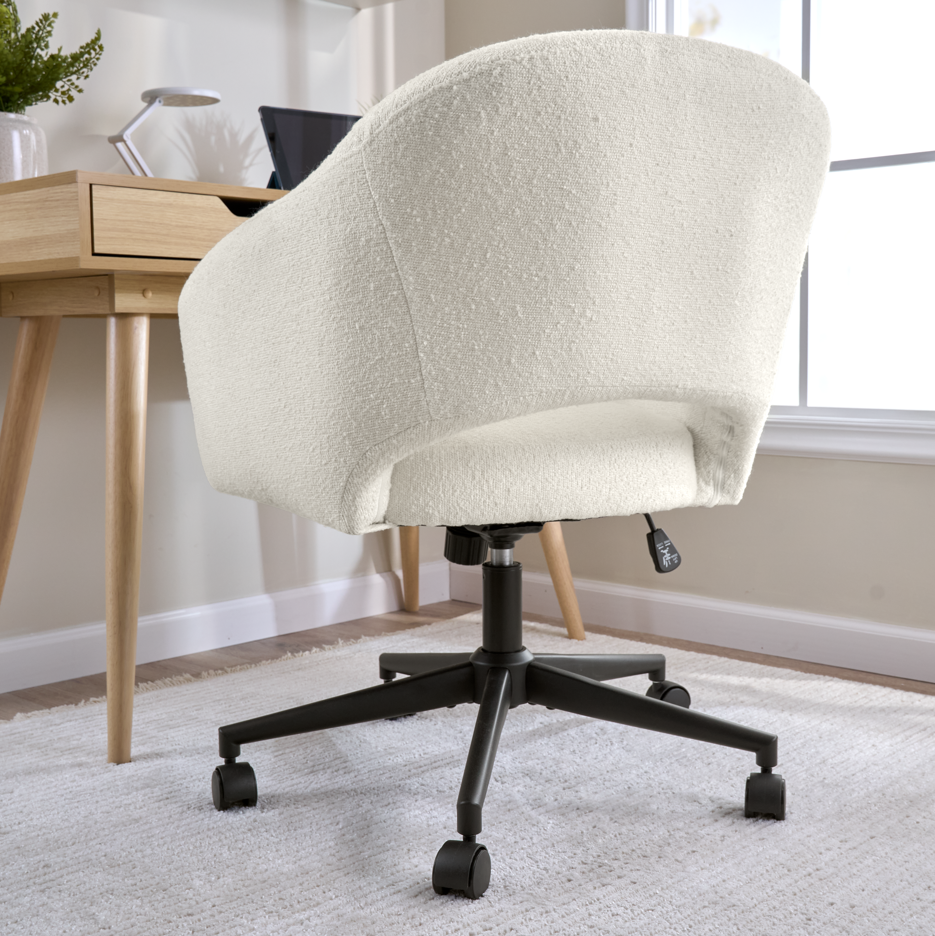 Shop Bush Furniture Fairfax Mid Century Modern Desk Chair for Home Office 04 CH4401LCF-03 #color_light cream fabric