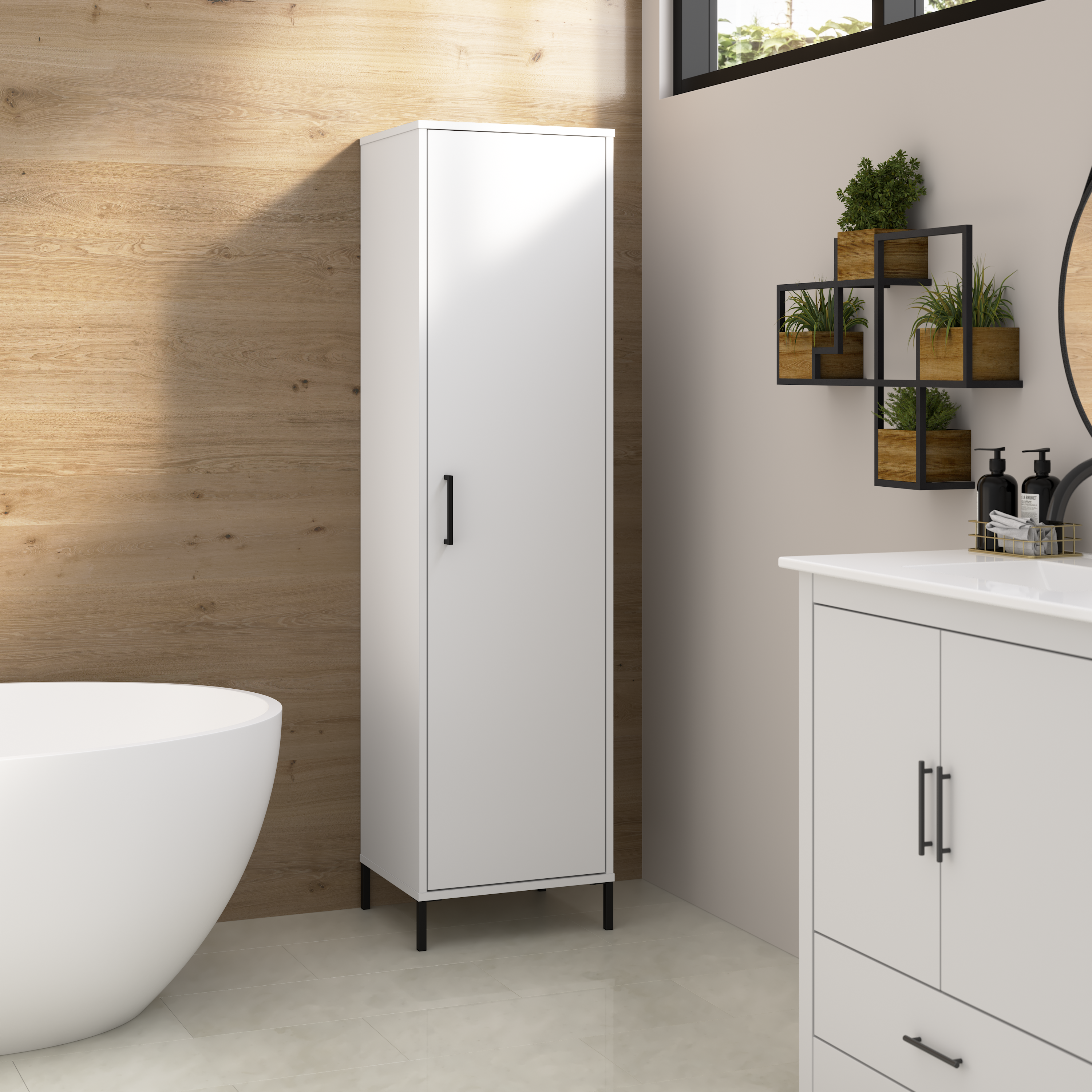 Shop Bush Furniture Soho Narrow Bathroom Storage Cabinet 01 SHS117WH-Z2 #color_white