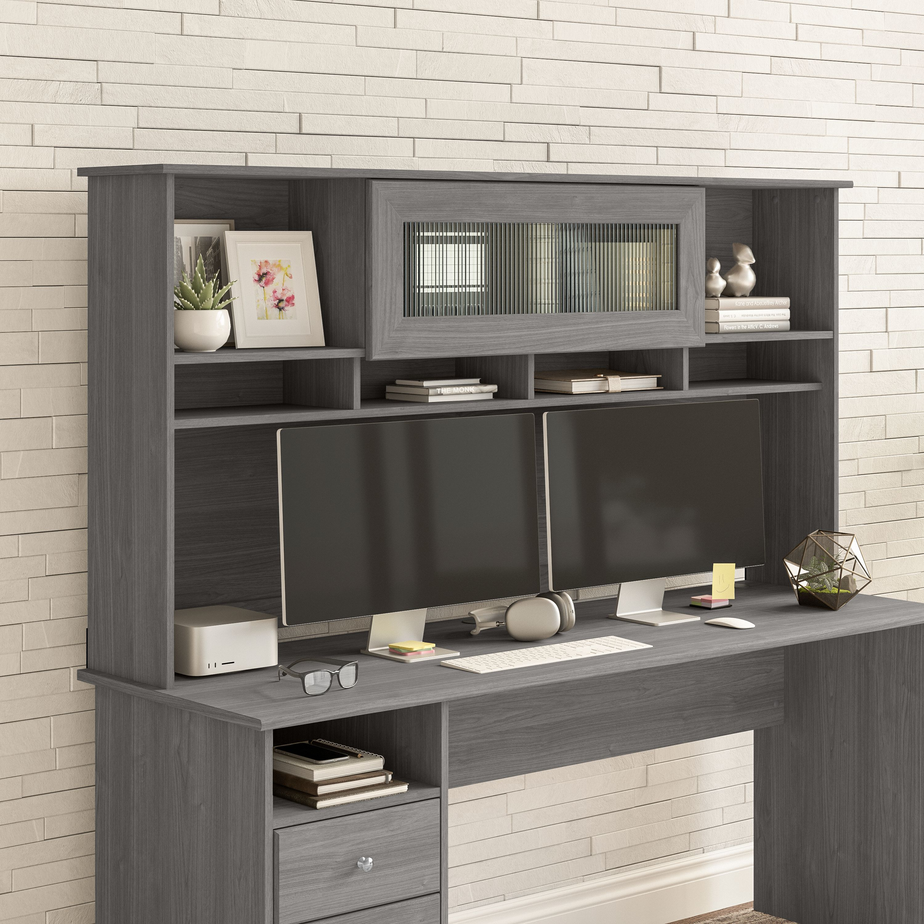 Shop Bush Furniture Cabot 72W Desk Hutch 01 WC31373 #color_modern gray