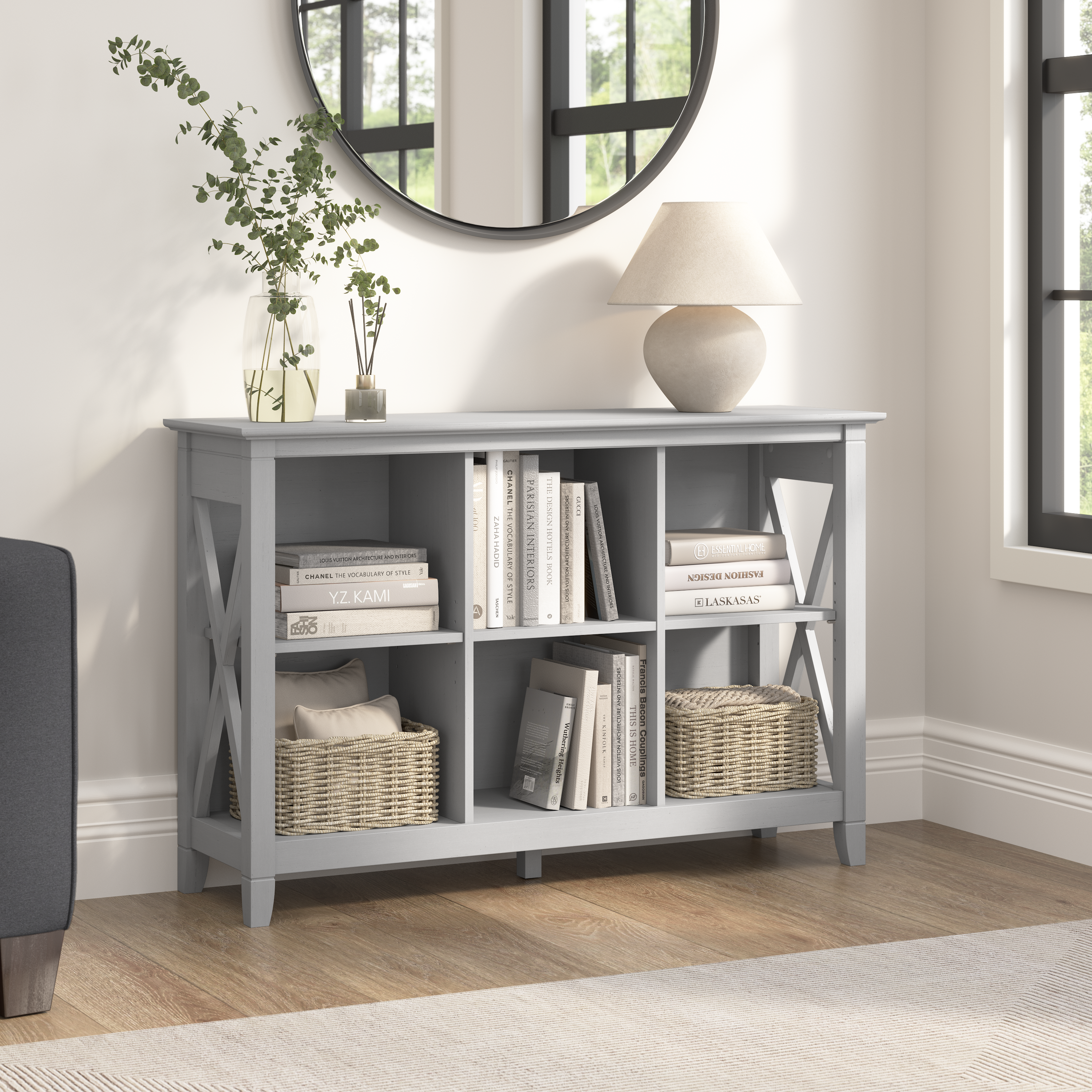 Shop Bush Furniture Key West 6 Cube Bookcase 01 KWB146CG-03 #color_cape cod gray