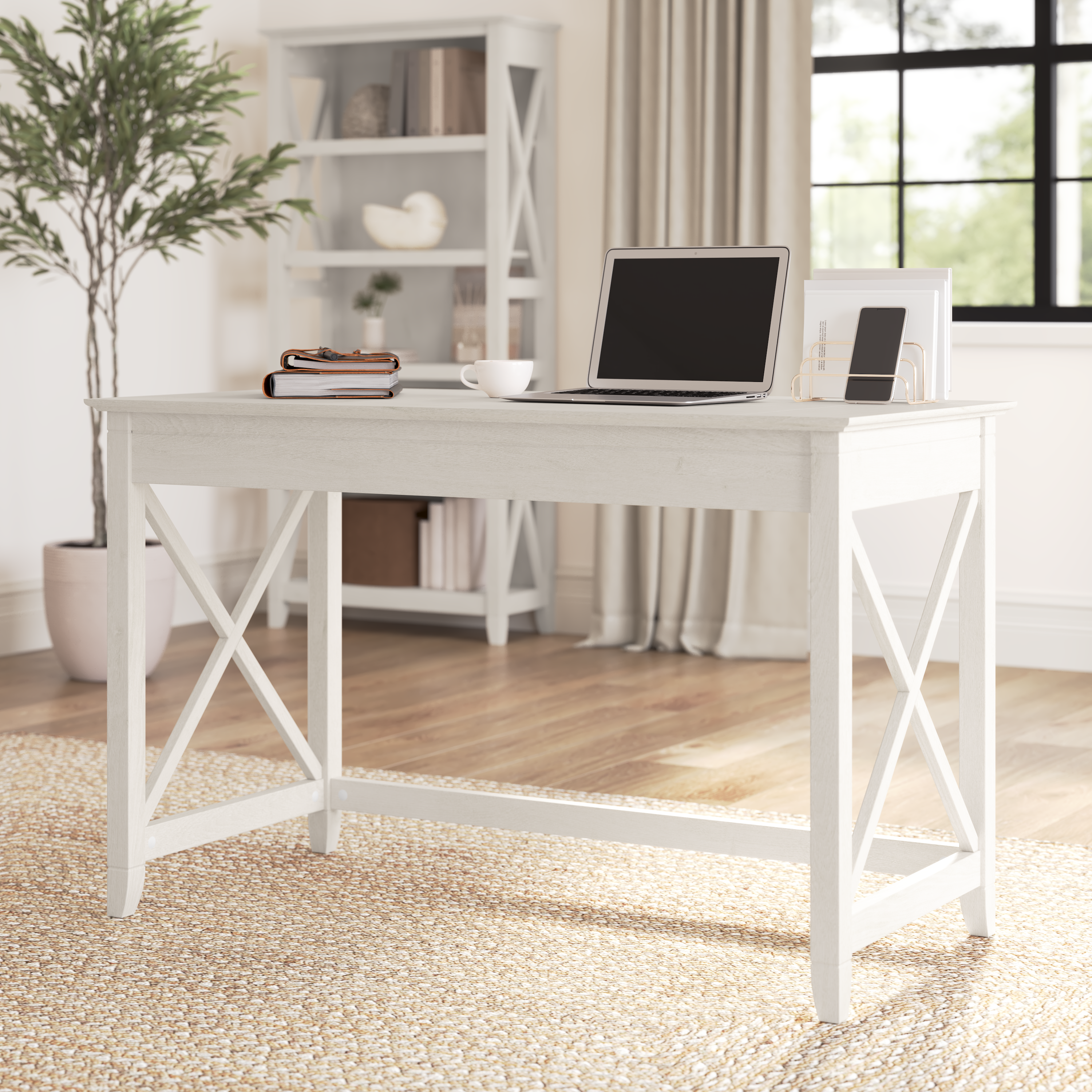 Shop Bush Furniture Key West 48W Writing Desk 01 KWD148LW-03 #color_linen white oak