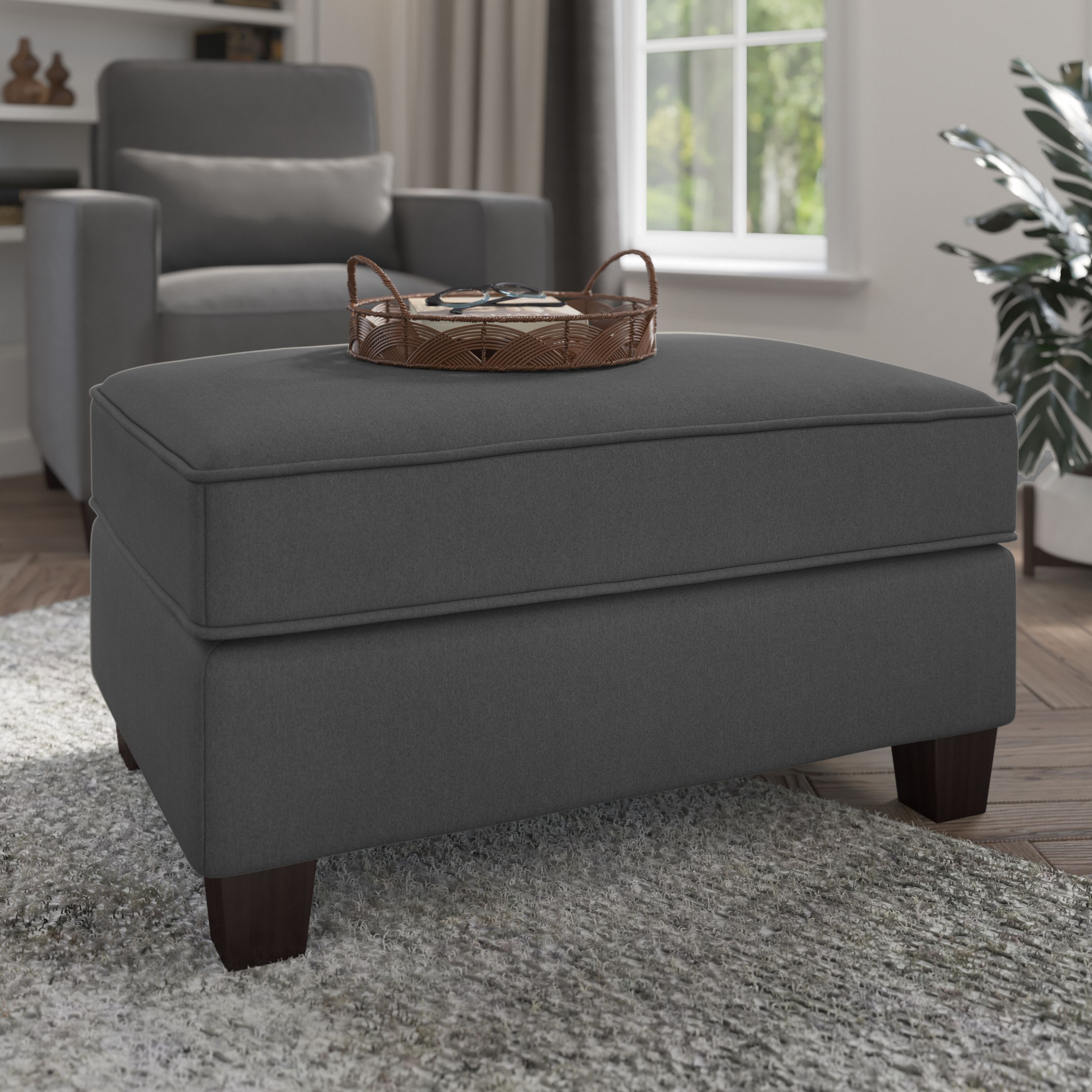 Shop Bush Furniture Stockton Storage Ottoman 01 SNO34SCGH-Z #color_charcoal gray herringbone fabr